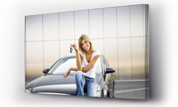 Wizualizacja Obrazu : #10058430 Młoda kobieta trzymająca kluczyki do nowego samochodu