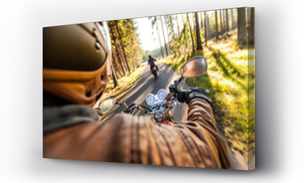 Wizualizacja Obrazu : #101163472 Man seat on the motorcycle on the forest road.