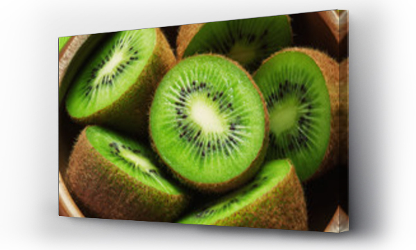 Wizualizacja Obrazu : #101164814 Juicy ripe kiwi fruit in wooden bowl