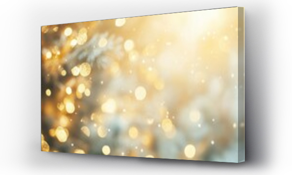 Wizualizacja Obrazu : #1015447377 Defocused golden bokeh lights with warm holiday glow. Banner. copy space
