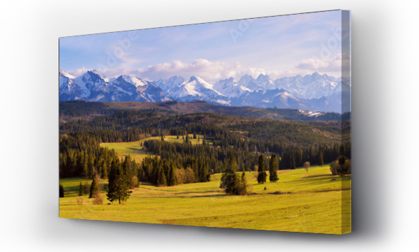 Wizualizacja Obrazu : #102913798 Panorama of snowy Tatra mountains in spring, south Poland