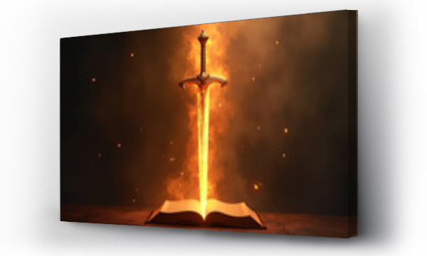 Wizualizacja Obrazu : #1036727285 Sword of the spirit Holy bible For the word of God is living and active sharper than any double-edged sword Flaming sword of the spirit and the word of god concept art