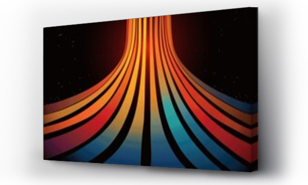 Wizualizacja Obrazu : #1047895627 Retro 70s Style Abstract Background with Colorful Stripes on Black - Poster, Banner, Cover Design