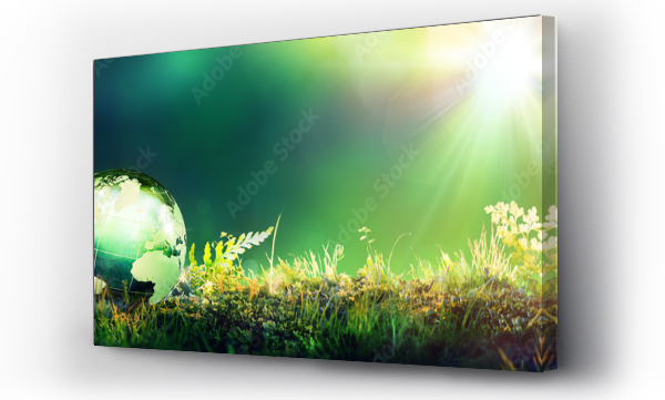 Wizualizacja Obrazu : #106029618 Green Globe On Moss - Environmental Concept
