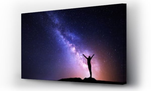 Wizualizacja Obrazu : #106245661 Milky Way. Night sky and silhouette of a standing girl