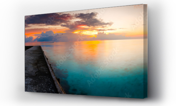 Wizualizacja Obrazu : #107003464 fantastyczna panorama dramatyczny świt krajobraz morze plaża tropikalna wyspa Malediwy