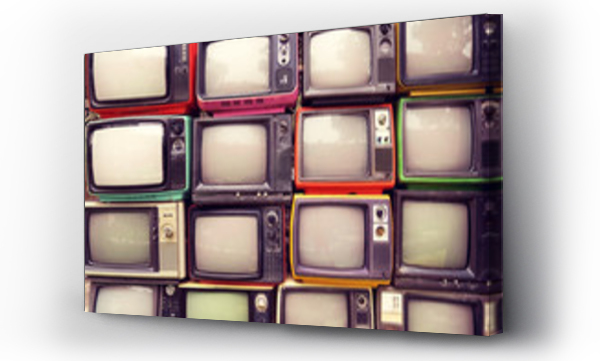 Wzór ściany stos kolorowy telewizor retro (TV) - styl vintage efekt filtra.