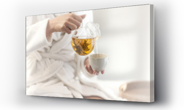 Wizualizacja Obrazu : #119613501 Close-up of woman in spa having tea