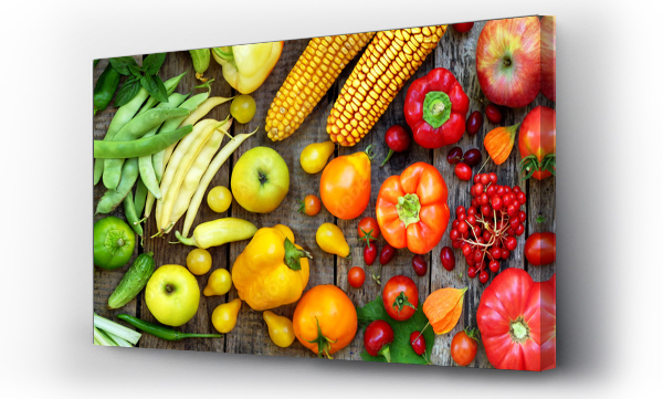 Wizualizacja Obrazu : #121640794 zielone, czerwone, żółte, fioletowe warzywa i owoce