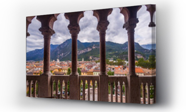 Wizualizacja Obrazu : #1233968705 Trento, Italy: Venetian Gothic loggia of Castello del Buonconsiglio overlooking the city and the Alps mountains.