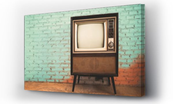 Wizualizacja Obrazu : #123620998 Retro old television in vintage wall pastel color background