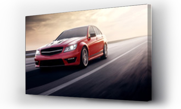 Wizualizacja Obrazu : #123637130 Fast drive red sport car speed on the road