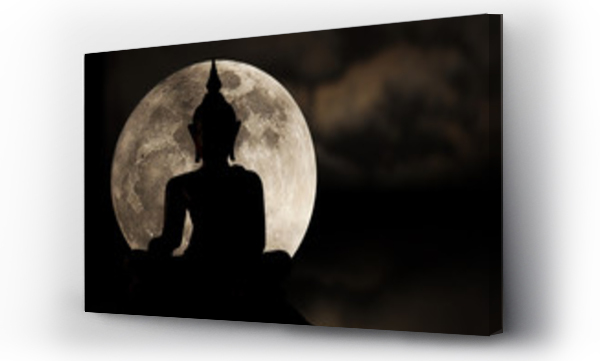 Wizualizacja Obrazu : #127037577 Silhouettes of buddha statue and super moon, Full moon