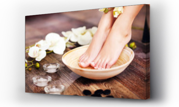 Wizualizacja Obrazu : #127694912 Closeup photo of a female feet at spa salon on pedicure procedur