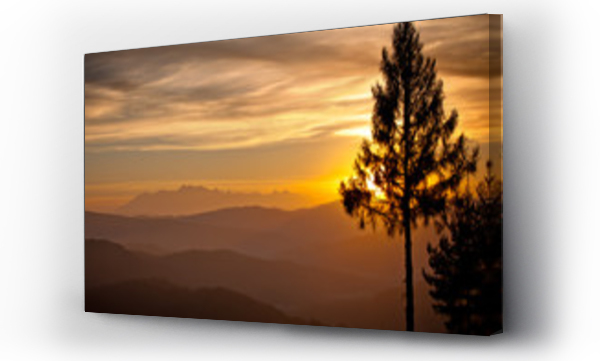 beskid sądecki, drzewo, góry, zachód słońca