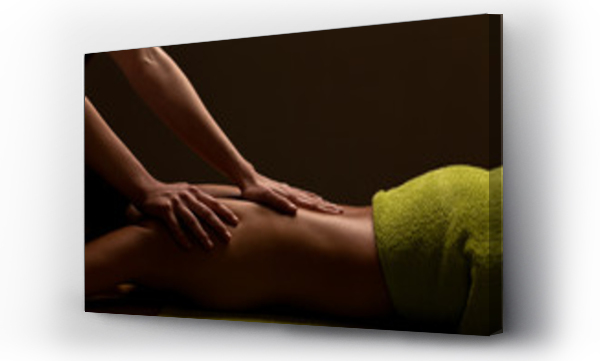 Wizualizacja Obrazu : #133550982 zbliżenie na ręce masażysty wykonującego masaż pleców w centrum spa. low key