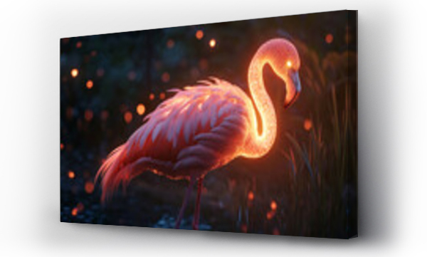Wizualizacja Obrazu : #1368489200 Mystical Flamingo with Ancient Runes Glowing on Feathers Background for Magical Avian Lore, Mythical Beasts, or Enchanted Wildlife