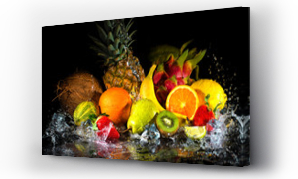 Wizualizacja Obrazu : #139597346 Owoce z pluskiem wody
