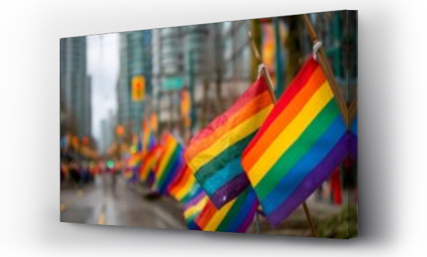 Wizualizacja Obrazu : #1435345505 Vibrant Rainbow Flags at Pride Parade: LGBTQ+ Celebration