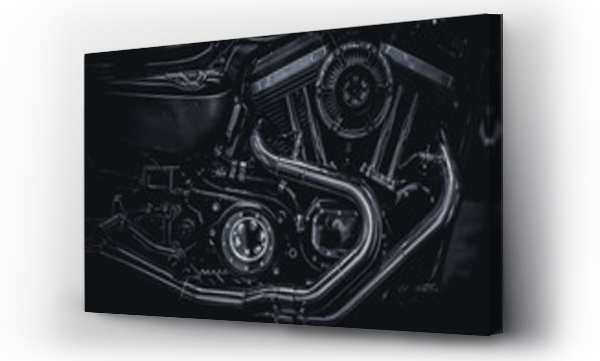 Silnik motocyklowy silnik rury wydechowe fotografia artystyczna w czerni i bieli tonacja vintage