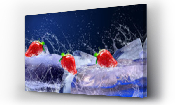 Wizualizacja Obrazu : #14779809 Water drops around red strawberry on the ice
