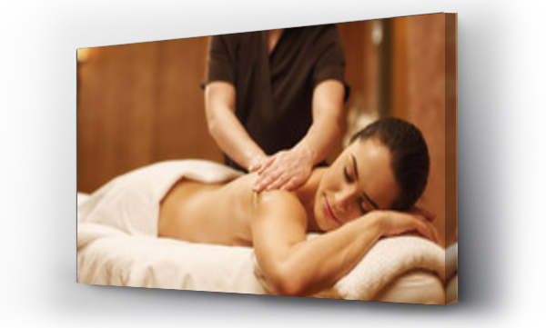 Wizualizacja Obrazu : #153061241 Beautiful woman relaxing receiving body massage at spa center