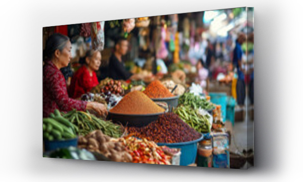 Wizualizacja Obrazu : #1532442303 Bustling Traditional Indonesian Market with Fresh Produce and Spices