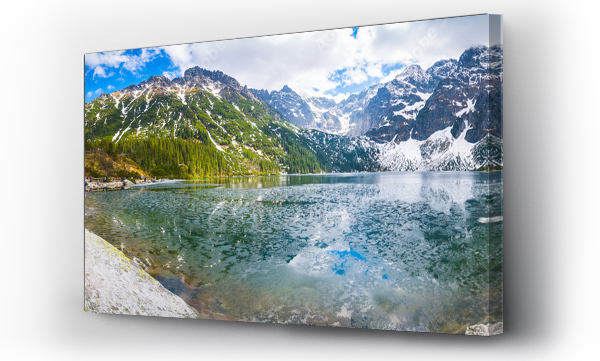 góry, Krajobraz  wiosna, morskie oko, szczyty, Tatry, wiosna