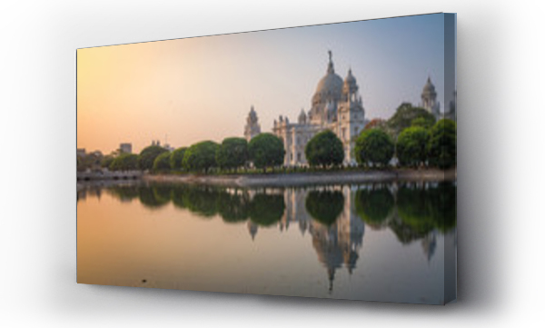 Wizualizacja Obrazu : #156378658 Victoria Memorial - A white marble historic monument and museum at sunrise with moody sky. 