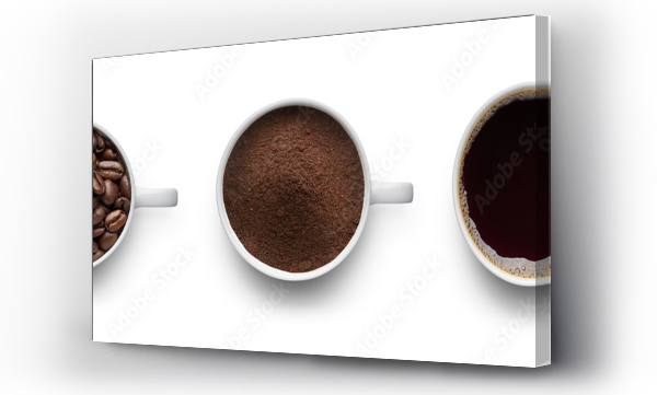 Wizualizacja Obrazu : #158430523 Coffee beans, ground coffee and cup of black coffee