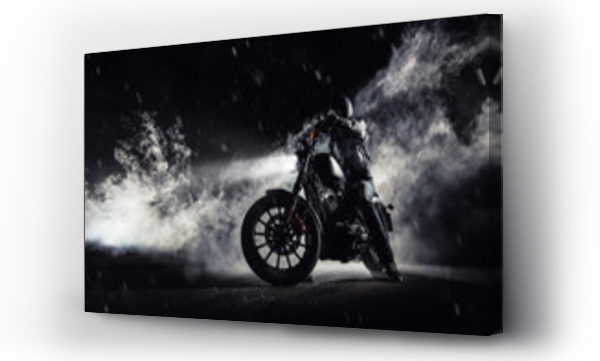 Wizualizacja Obrazu : #160917232 High power motorcycle chopper with man rider at night