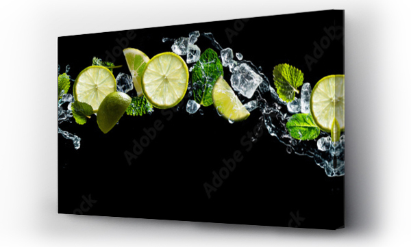 Wizualizacja Obrazu : #165307468 Lime and mint with water splash