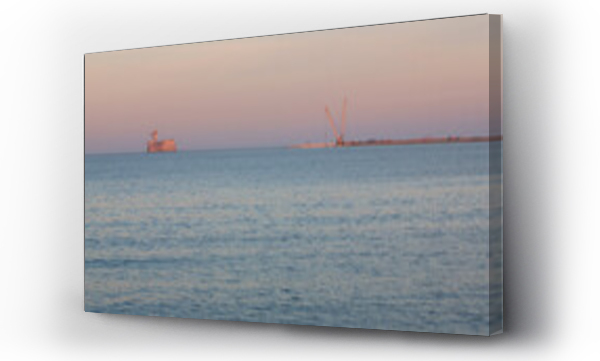 Wizualizacja Obrazu : #1679412046 Dagestan, Russia - 25 October 2020: Fortress in the Caspian Sea and port in the background at sunset with the pink sky and Caspian Sea