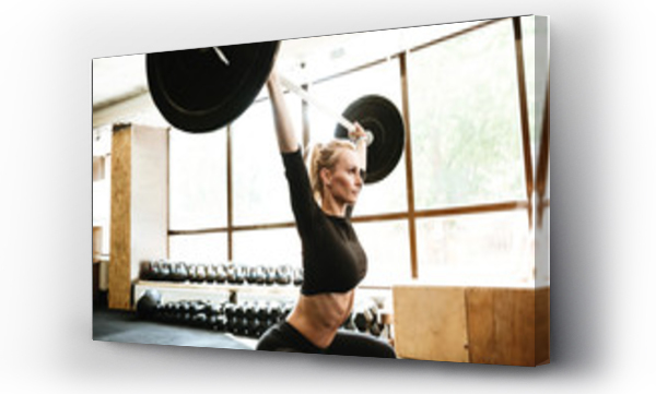 Wizualizacja Obrazu : #168095888 Strong woman make sport exercise with barbell.