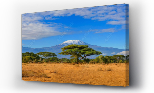 Kilimandżaro góra Tanzania śnieg capped pod pochmurne błękitne niebo uchwycone whist na safari w Afryce Kenia.