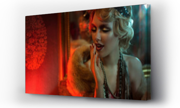 Wizualizacja Obrazu : #172102656 Retro portret pięknej kobiety Gatsby. Styl mody Vogue i dym