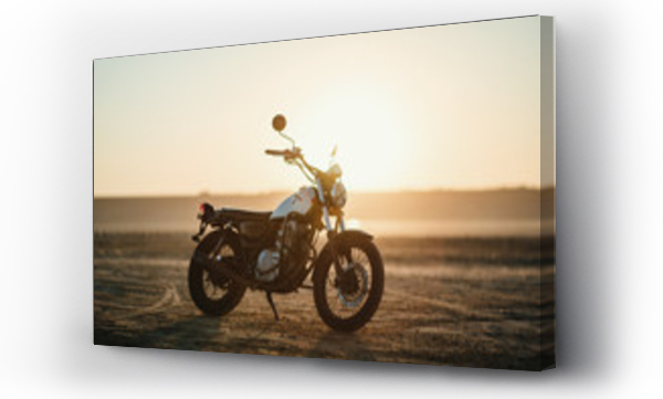 Wizualizacja Obrazu : #172156639  old custom beautiful cafe racer motorcycle in the desert at sunset or sunrise 