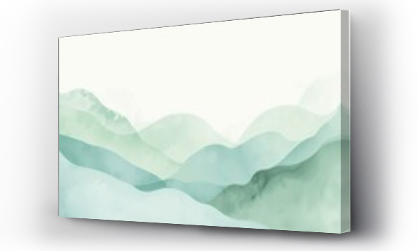 Wizualizacja Obrazu : #1722917360 Minimal abstract watercolor background with soft green gradient waves, calm nature inspired design