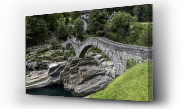 Wizualizacja Obrazu : #1743952709 Old Roman bridge Ponte dei Salti over Verzasca, Lavertezzo, Verzasca Valley, Valle Verzasca, Canton Ticino, Switzerland