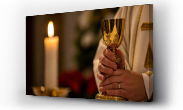 Wizualizacja Obrazu : #1775599593 Catholic priest holding chalice eucharist celebration mass