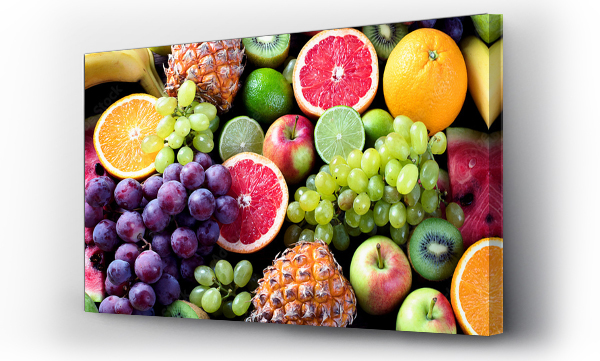 Wizualizacja Obrazu : #179372024 Organiczne owoce. Koncepcja zdrowego odżywiania. Widok z góry