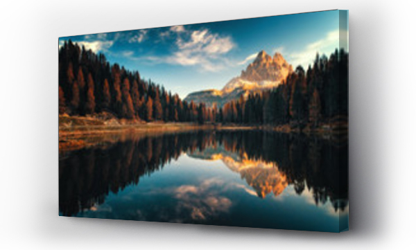 Wizualizacja Obrazu : #180538953 Widok z lotu ptaka na Lago Antorno, Dolomity, krajobraz górski jeziora z Alpami, Misurina, Cortina dAmpezzo, Włochy