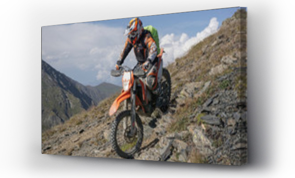 Wizualizacja Obrazu : #182002028 Enduro journey with dirt bike high in the mountains