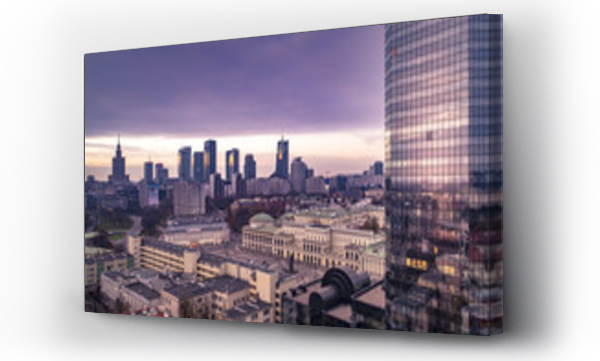 miasto, Warszawa, widok, wieżowce