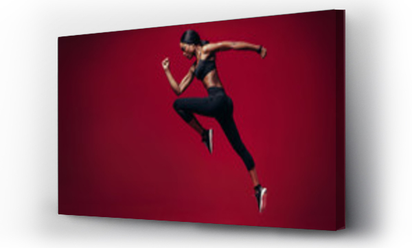 Wizualizacja Obrazu : #187023289 Sport kobieta biegnie na czerwonym tle
