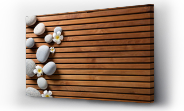 zestaw zen kamyczki i kwiaty spa na drewnianej desce hammam