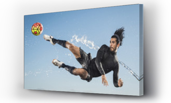 Wizualizacja Obrazu : #190408590 Water spraying on man kicking soccer ball