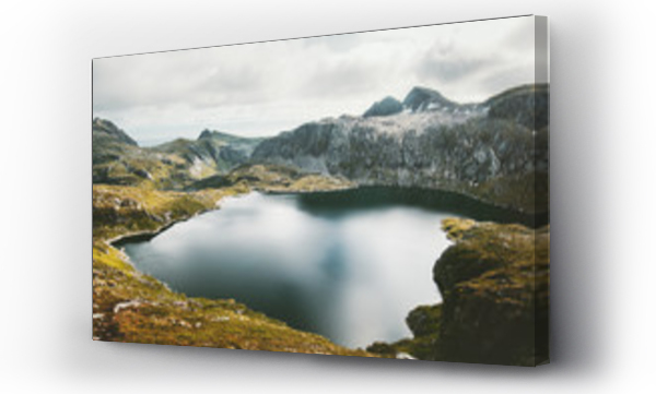 Wizualizacja Obrazu : #205513593 Lake and Mountains Landscape in Norway Travel scenery scandinavian nature aerial view