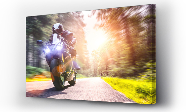 Wizualizacja Obrazu : #207919048 motorbike on the road riding. having fun riding the empty road on a motorcycle tour / journey