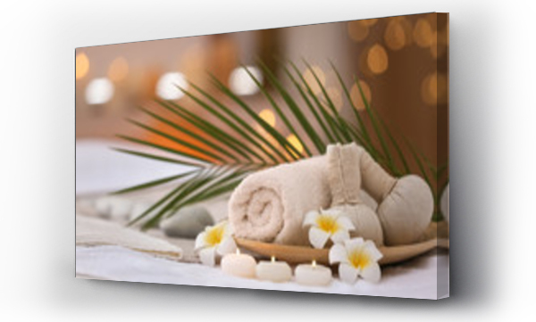 Wizualizacja Obrazu : #210427591 Beautiful spa composition on massage table in wellness center